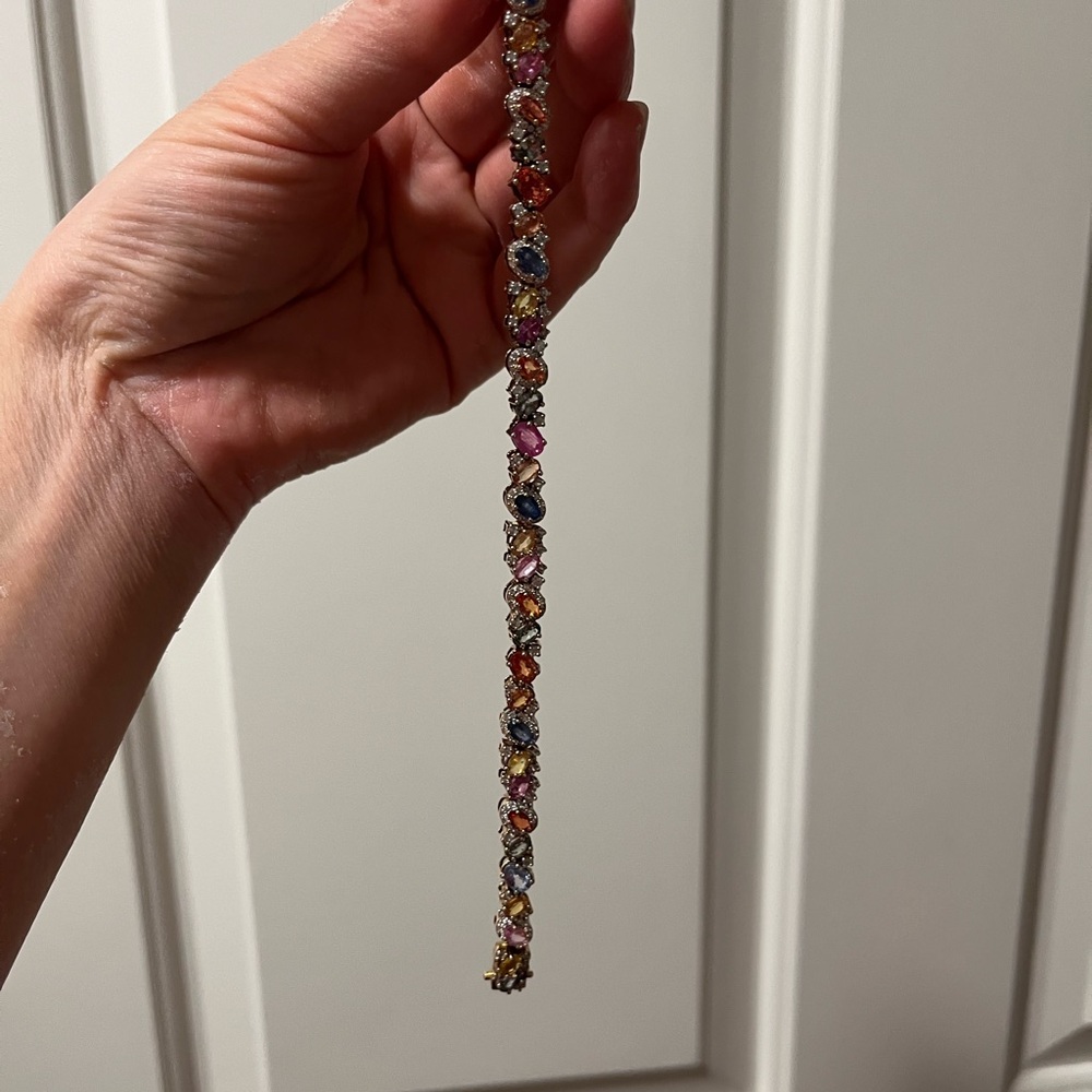 Rarities by Carol Brodie Multicolor Sapphire Gold Vermeil Gemstone Bracelet